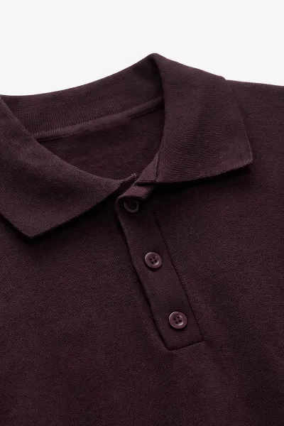 Bordo Düğme Detaylı Erkek Triko Kazak 499396