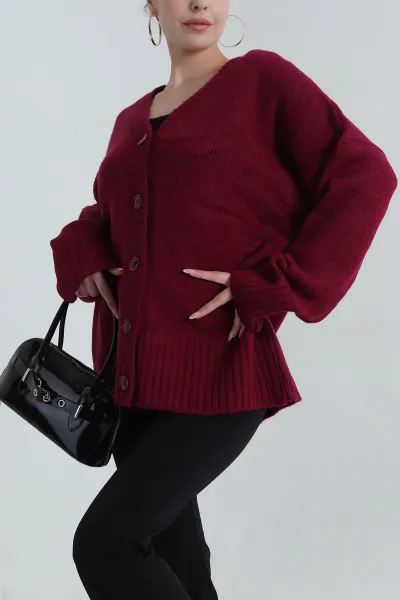bordo-dugmeli-oversize-kadin-triko-hirka-401057