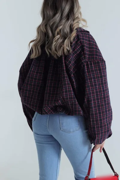 Bordo Ekose Bomber Kadın Mevsimlik Mont 493469