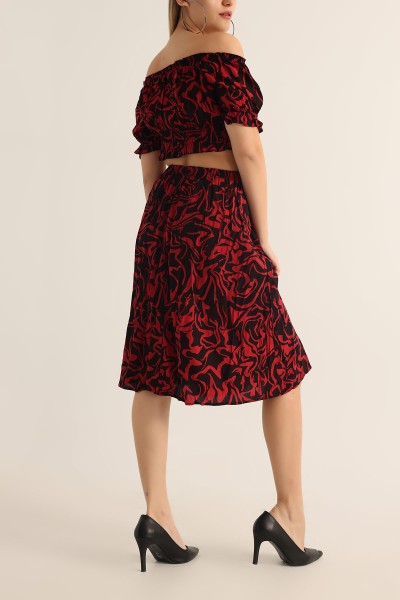 Bordo Etek Bluz Dokuma İkili Takım 176502