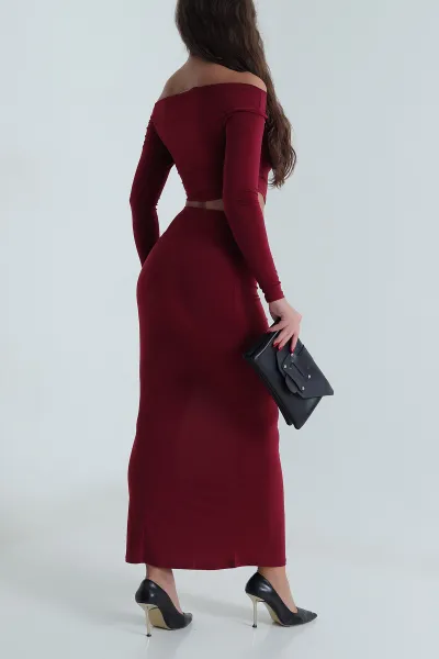 Bordo Etek Bluz Sandy Kadın İkili Takım 491356