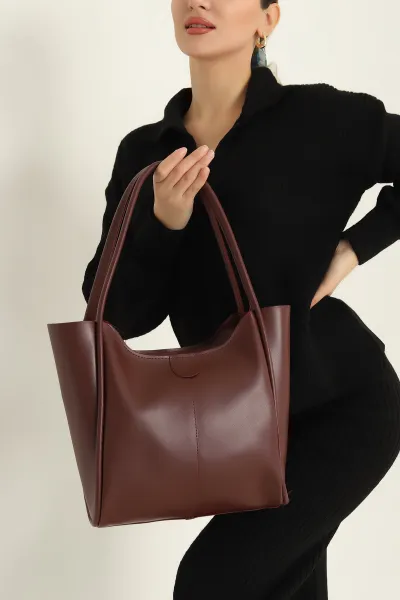 Bordo Fermuarlı El Kol ve Omuz Çantası 315194