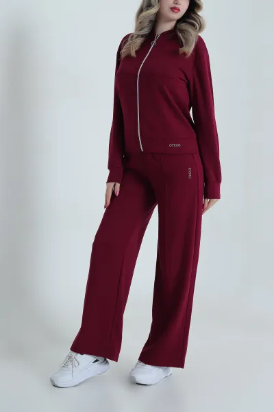 Bordo Fermuarlı Likralı Oysho Kadın İkili Takım 484432