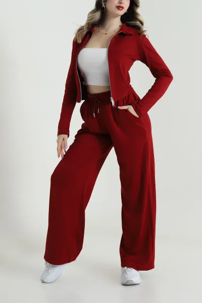 Bordo Fermuarlı Modal Kadın İkili Takım 494748