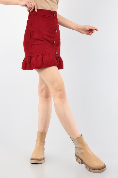 Bordo Fitilli Kadife Etek 91488