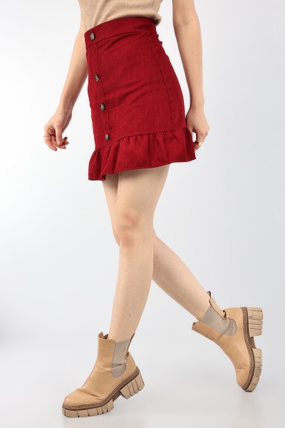 Bordo Fitilli Kadife Etek 91488