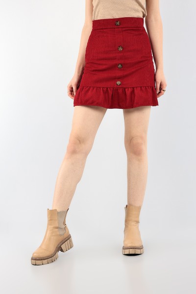 Bordo Fitilli Kadife Etek 91488