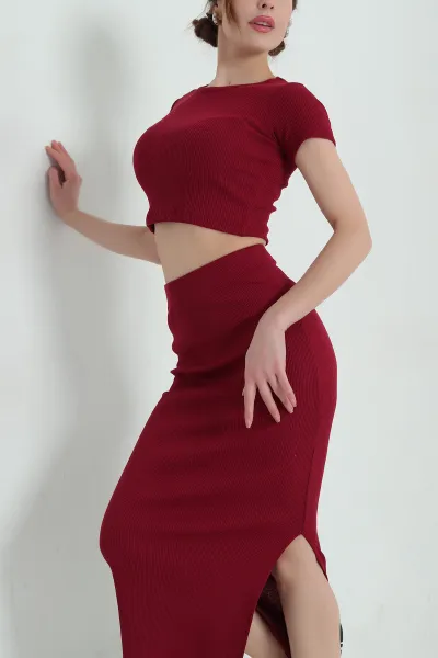 bordo-fitilli-likrali-bluz-etek-ikili-takim-336786