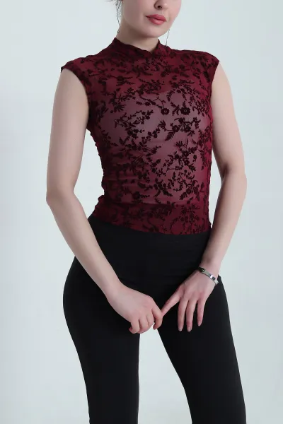 bordo-flok-baskili-tul-kadin-bluz-454031