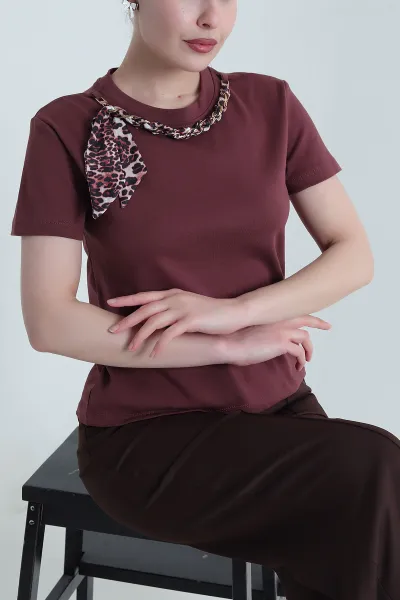 Bordo Fuarlı Tasarım Kadın Bluz 453158