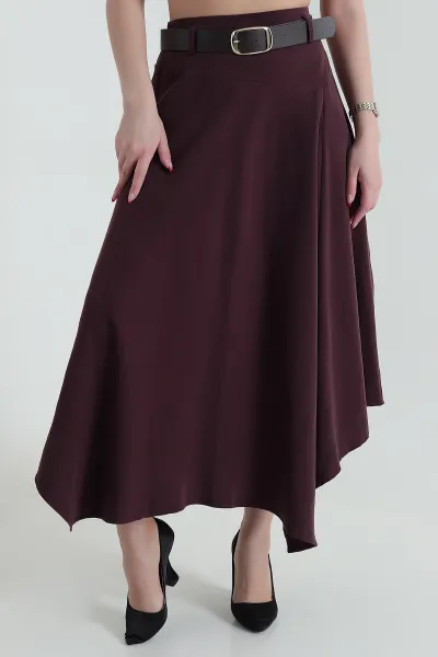 Bordo Gabardin Modal Mono Touch Kadın Etek 434049