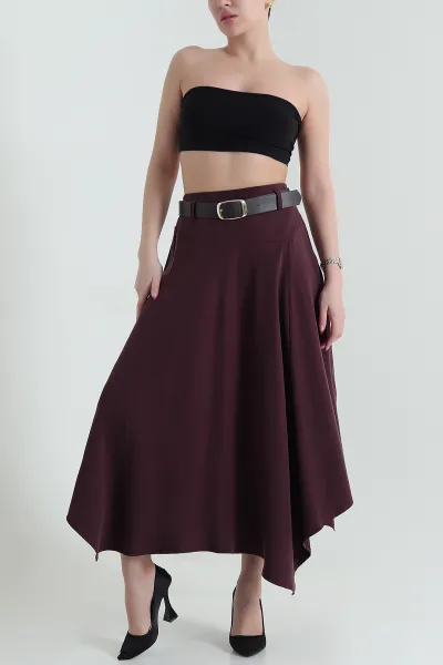 Bordo Gabardin Modal Mono Touch Kadın Etek 434049