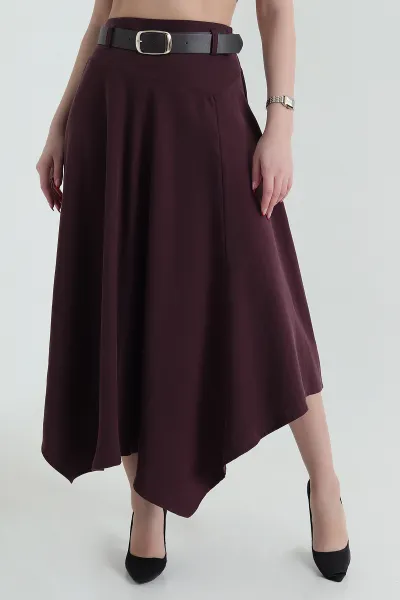 Bordo Gabardin Modal Mono Touch Kadın Etek 434049