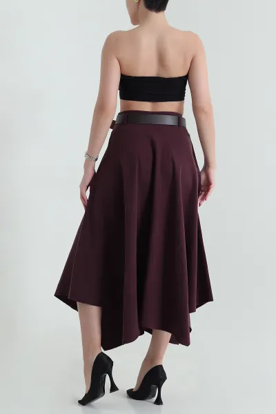 Bordo Gabardin Modal Mono Touch Kadın Etek 434049