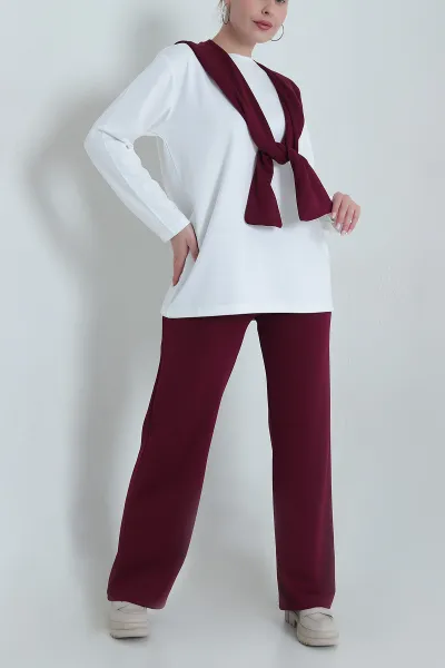 Bordo Garnili Atkılı Oysho Kadın İkili Takım 472664