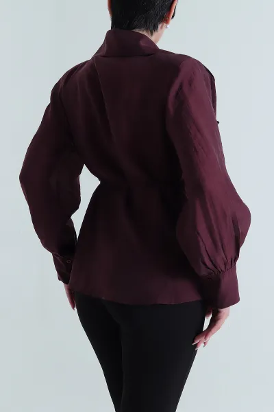 Bordo Geniş Yaka Detay İbiza Kadın Ceket 462565