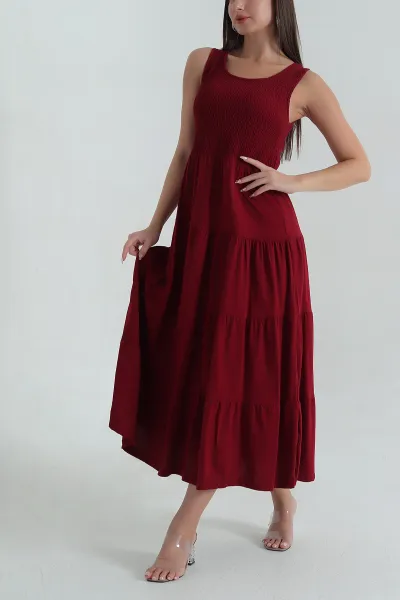 Bordo Gipeli Kolsuz Süprem Kadın Elbise 378326