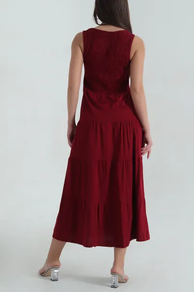 Bordo Gipeli Kolsuz Süprem Kadın Elbise 378326
