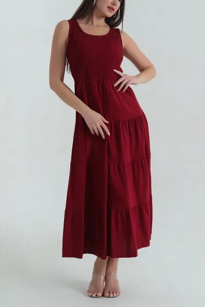Bordo Gipeli Kolsuz Süprem Kadın Elbise 378326