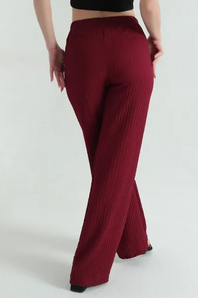 Bordo Gofre Palazzo Kadın Pantolon 354325
