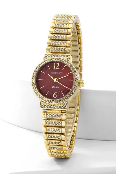 Bordo Gold Şık Kadın Saat 476680