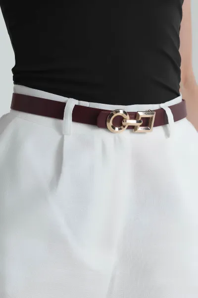 Bordo Gold Tokalı Kadın Kemer 376771
