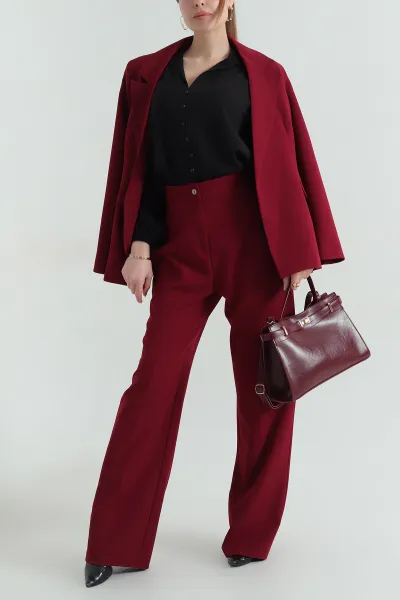 Bordo Ceket Pantolon Kadın İkili Takım 361816