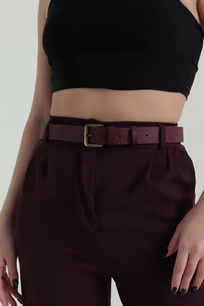 Bordo Gümüş Tokalı Kadın Kemer 421544