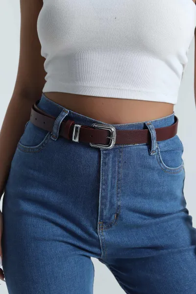 Bordo Gümüş Tokalı Kadın Kemer 489504