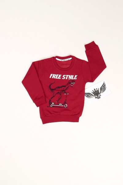 bordo-ici-sardonlu-free-baskili-erkek-cocuk-sweat-80963