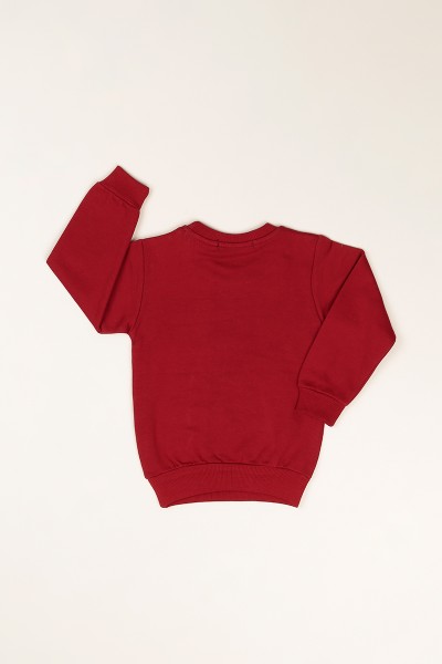 Bordo İçi Şardonlu Long Baskılı Erkek Çocuk Sweat 81166