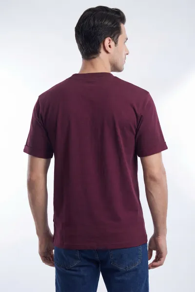 Bordo İki İp Bisiklet Yaka Erkek Tişört 435068