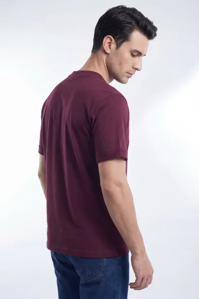 Bordo İki İp Bisiklet Yaka Erkek Tişört 435068