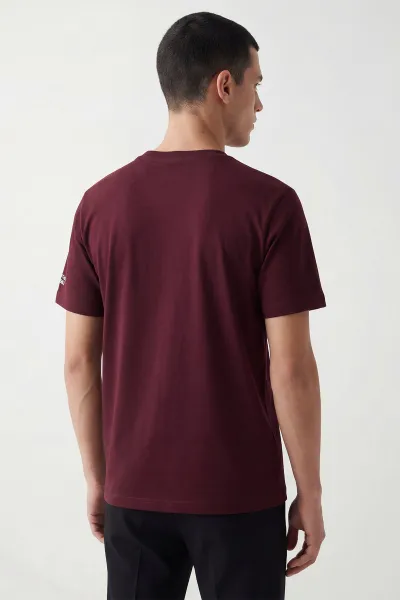 Bordo İki İp Bisiklet Yaka Erkek Tişört 435190