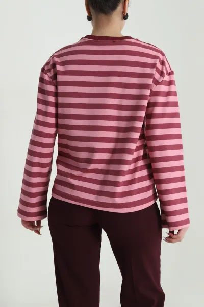 Bordo İki İp Kadın Fermuarsız Sweat 492572