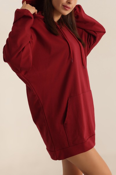 bordo-iki-ip-kapsonlu-sweat-tunik-198416