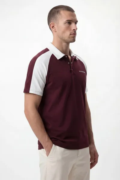 Bordo İki İp Polo Yaka Çıt Çıtlı Erkek Tişört 435088