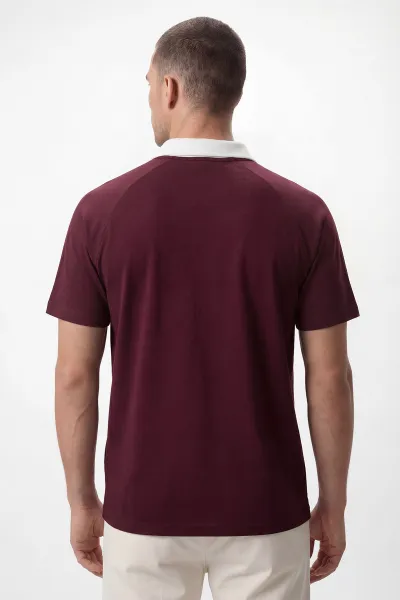 Bordo İki İp Polo Yaka Çıt Çıtlı Erkek Tişört 435088
