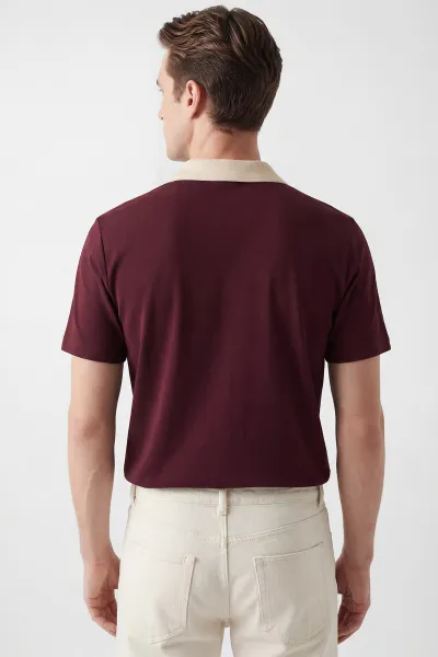 Bordo İki İp Polo Yaka Erkek Tişört 435185