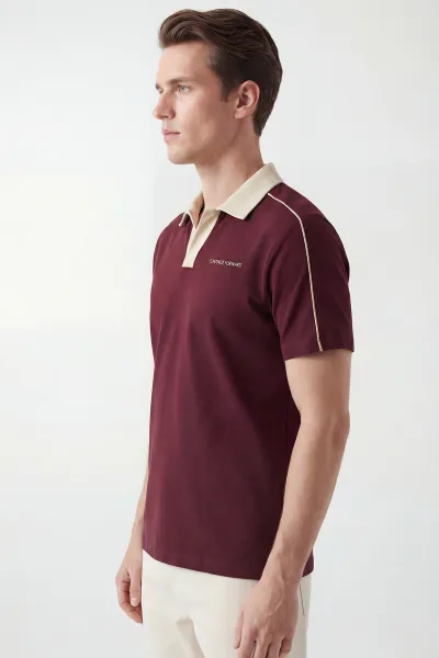 Bordo İki İp Polo Yaka Erkek Tişört 435185