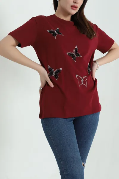 bordo-incili-tasli-suprem-kadin-tisort-347070