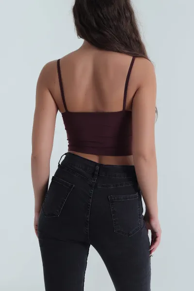 Bordo İp Askılı Dalgıç Kadın Büstiyer 482367
