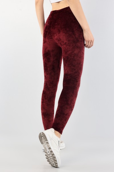 Bordo İthal Kadife Likralı Tayt 88883