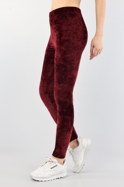 Bordo İthal Kadife Likralı Tayt 88883