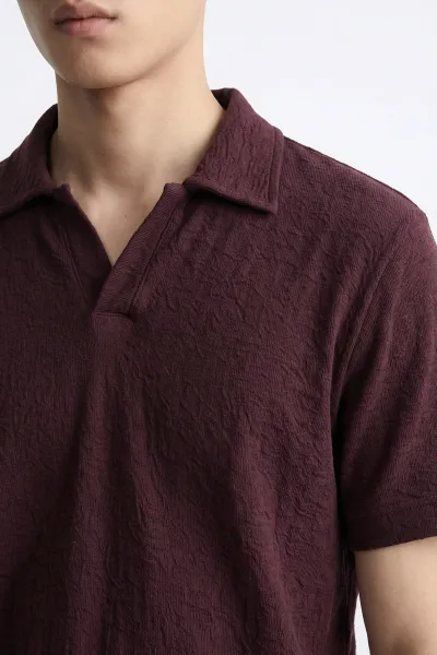 Bordo Jakarlı Polo Yaka Erkek Tişört 435054
