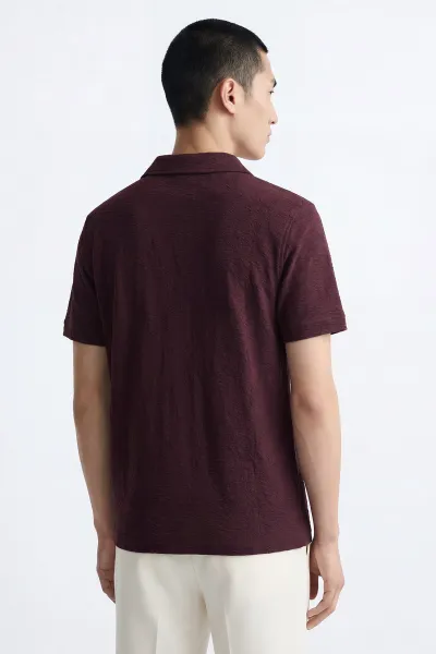 Bordo Jakarlı Polo Yaka Erkek Tişört 435054