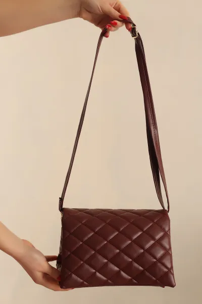 Bordo Kapitone Mıktanıs Kapaklı Omuz Çantası 238071