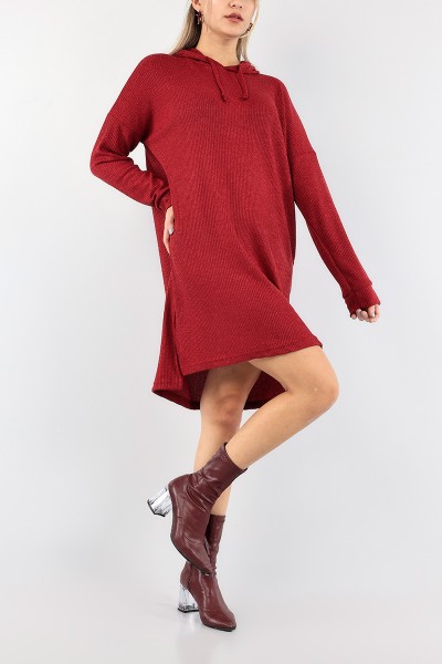 bordo-kapusonlu-tunik-elbise-91041