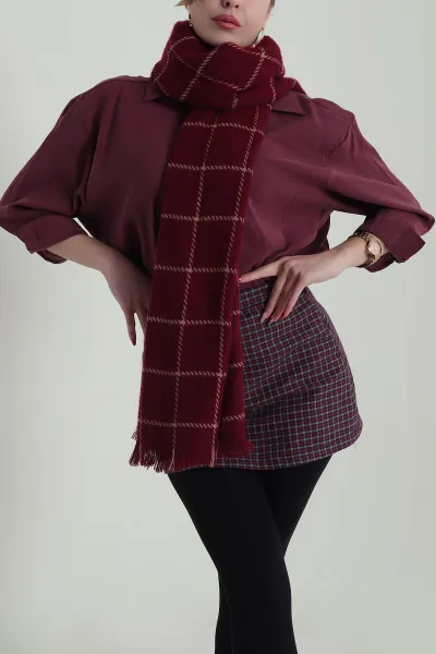 Bordo Kaşe Kadın Şal 427990