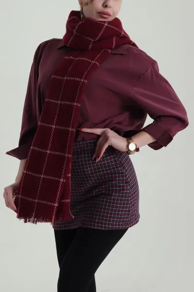Bordo Kaşe Kadın Şal 427990
